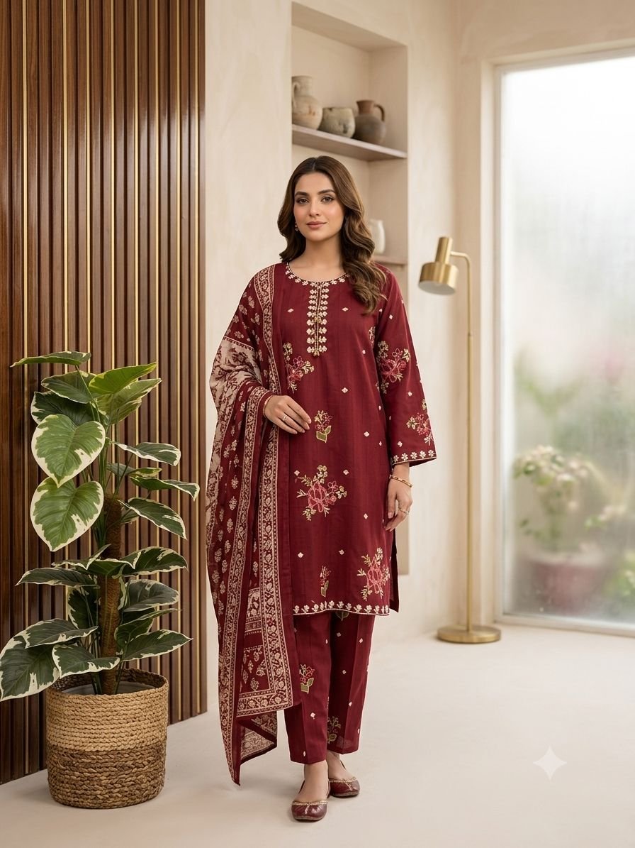2026/06/1000326215.jpg Embroidery 3 piece dress - Image 1